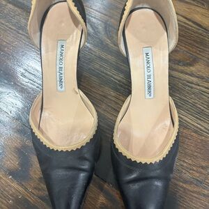 Manolo Blahnik Black and Cream Heels